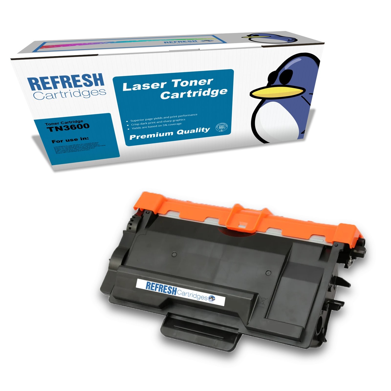 Refresh Cartridges Black TN3600 Toner Compatible With Brother Printers