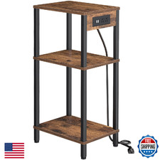 Creso Home 30" Tall Side End Table w/ Charging Station - Slim Nightstand