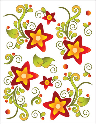 TATTOO ELEMENTZ Starry Night Red on Clear Vinyl Deco Decals 8 x 11 Sheet