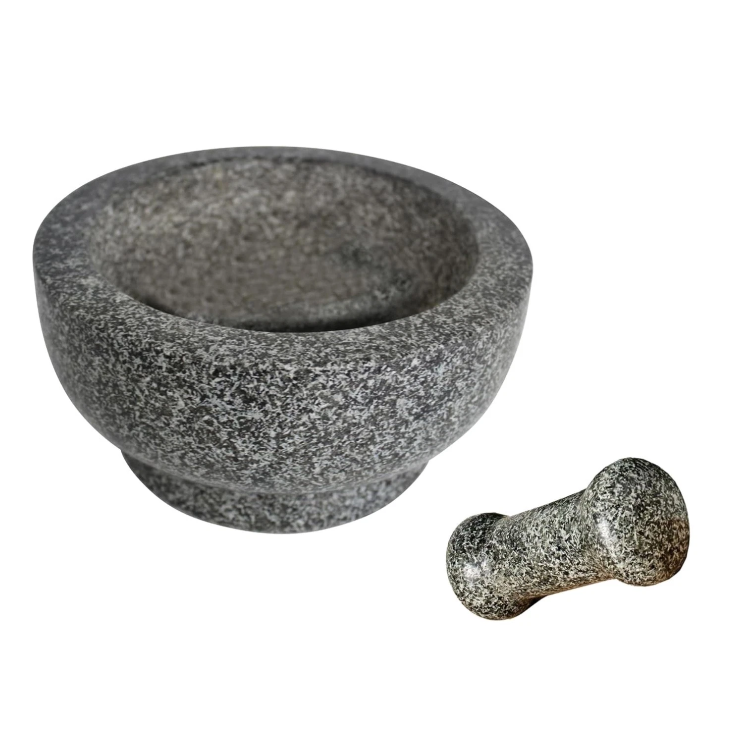 Authentic 8.5" Granite Molcajete Set for Guacamole & Salsa
