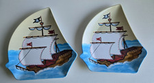 Pottery Barn Kids Jolly Roger Pirate Melamine Plate Ship Shaped Set of 2 Beach
