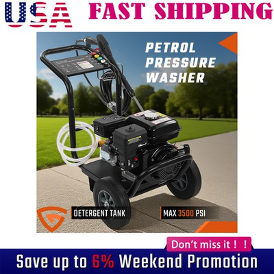 #ad 3500PSI Gas Pressure Washer Cold Water Gas Powered Washer 2.6GPM 212cc 5 Nozzles $234.05
