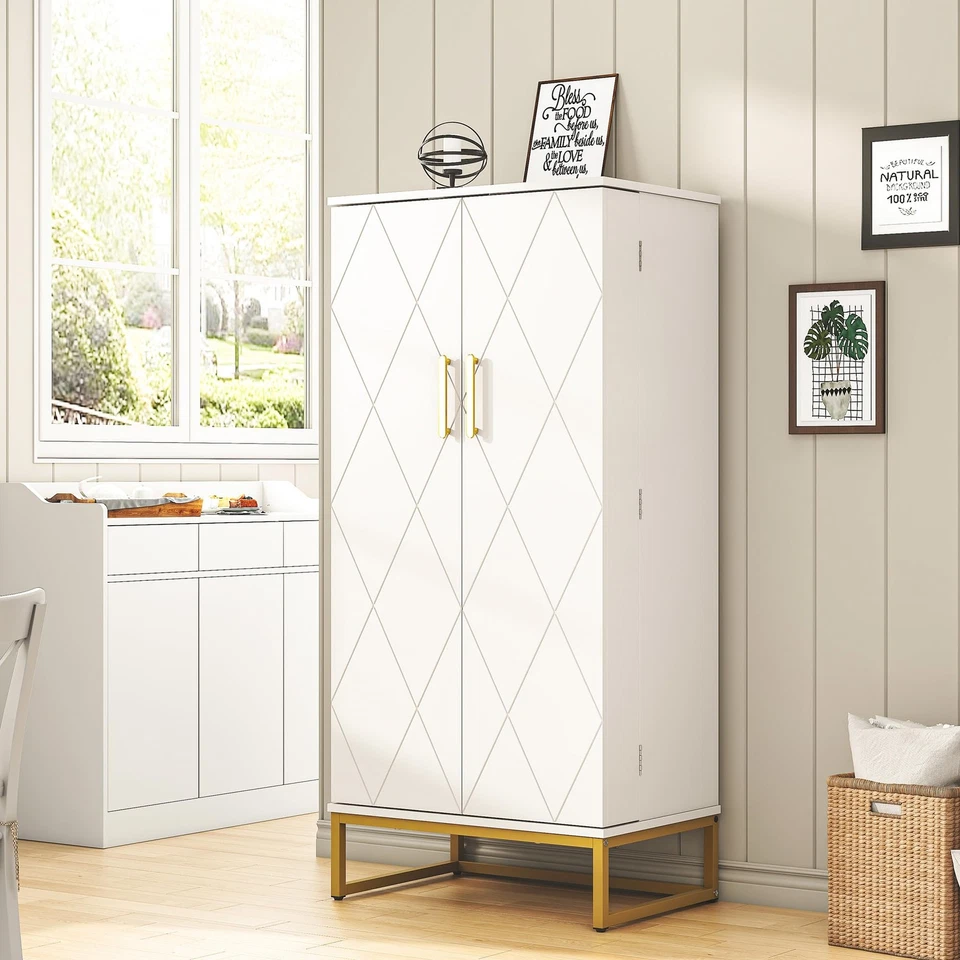 "Armarios de despensa de 51"", gabinete de almacenamiento de despensa de cocina independiente blanco con A... Foto 2 de 4