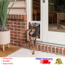 Sliding Glass Pet Door Insert Medium Dog Cat Flap 2-Piece Panel Aluminum 80"