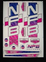 NFB Cricket Bat Stickers Set. Purple and blue 