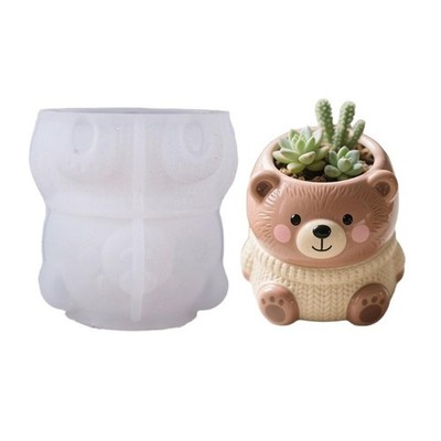 Multi Purpose Bear Shaped Silicone Mold For Coins And Mini Planters