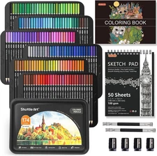 174pcs Professional Colored Pencils, Shuttle Art Soft Core Coloring Pencils Set