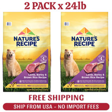 2 PACK Nature's Recipe Dry Dog Food Adult - Lamb, Rice, 24lb