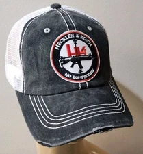 Heckler & Koch No  Compromise Distressed Mesh Trucker Hat Black & White Mesh Hat