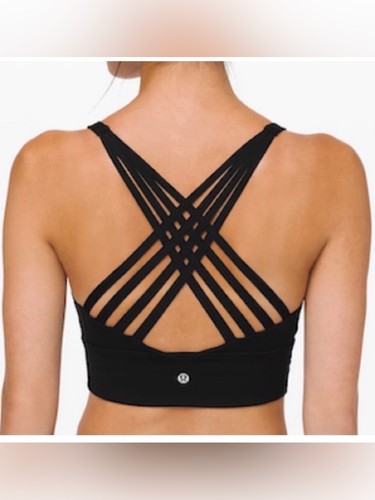 Lululemon Black Strappy Free To Be Moved Long Line Bra Size M / L