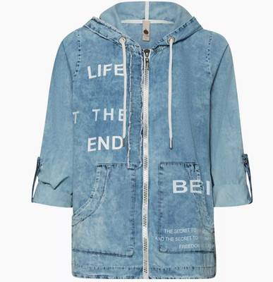 Mega SALE ! TREDY Denim Jeans Jacke Gr. 4 XXL 46 48 50 52 Blau Glitzer Print