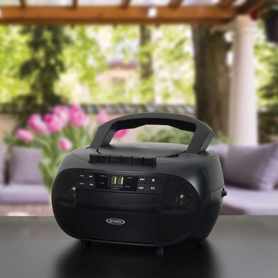JENSEN CD Cassette Boombox AM FM Radio Portable Stereo Black