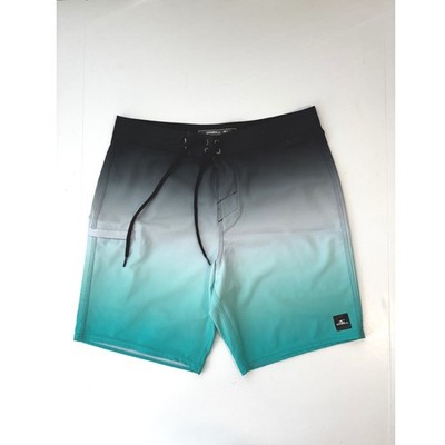 ONeill Hyperfreak Mens Board Shorts Size 32 Black Teal Ombre Gradient Surf Swim