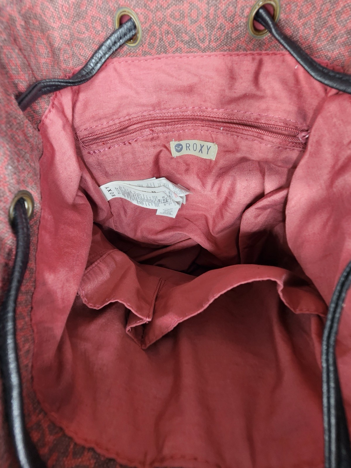 ROXY 100% Cotton Drawstring Backpack Pre-owned - image 11