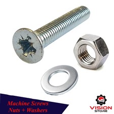 BOLTS AND NUTS M5 (5mm) MACHINE SCREWS COUNTERSUNK ZINC PLATED FREE WASHER