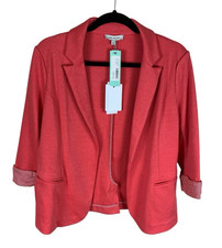 Women's Skies are Blue Coral 3/4 Sleeve Asa Open Knit Blazer Size M Career