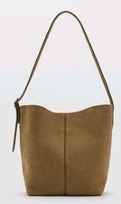 Zara Tobacco Brown Leather Bucket Bag - New
