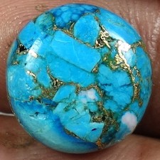 Natural Sky Blue Copper Turquoise Round Cab Loose Gemstone 09.95Cts 14x 14x 06mm