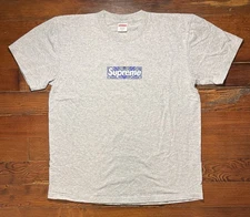 Supreme Bandana Box Logo T Shirt FW19 Paisley Blue On Grey Bogo Size M