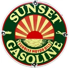 VINTAGE SUNSET GASOLINE PORCELAIN SIGN SERVICE GAS STATION SUNRISE MOTOR OIL