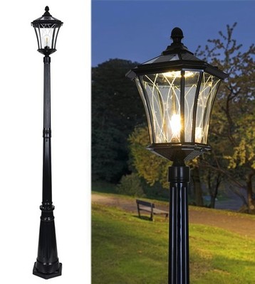 Solar Post Pole Light with Remote LED and Hard Wired Powered Dual Use Outdoor...