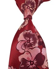 New Luxury Floral Red Pink Dark Red Jacquard Woven Men's Silk Skinny Tie Necktie