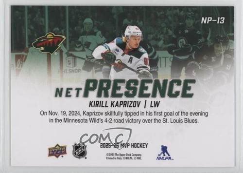 2025-26 Upper Deck MVP Net Presence Kirill Kaprizov #NP-13 1ge0 - Picture 2 of 3