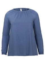 sheego Langarmshirt Mit Gerafftem Ausschnitt Damen Shirt Frauen Blau 117437