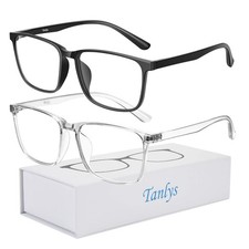 2 Pack Blue Light Blocking Glasses for Computer Eye Strain Ai01-black Clear