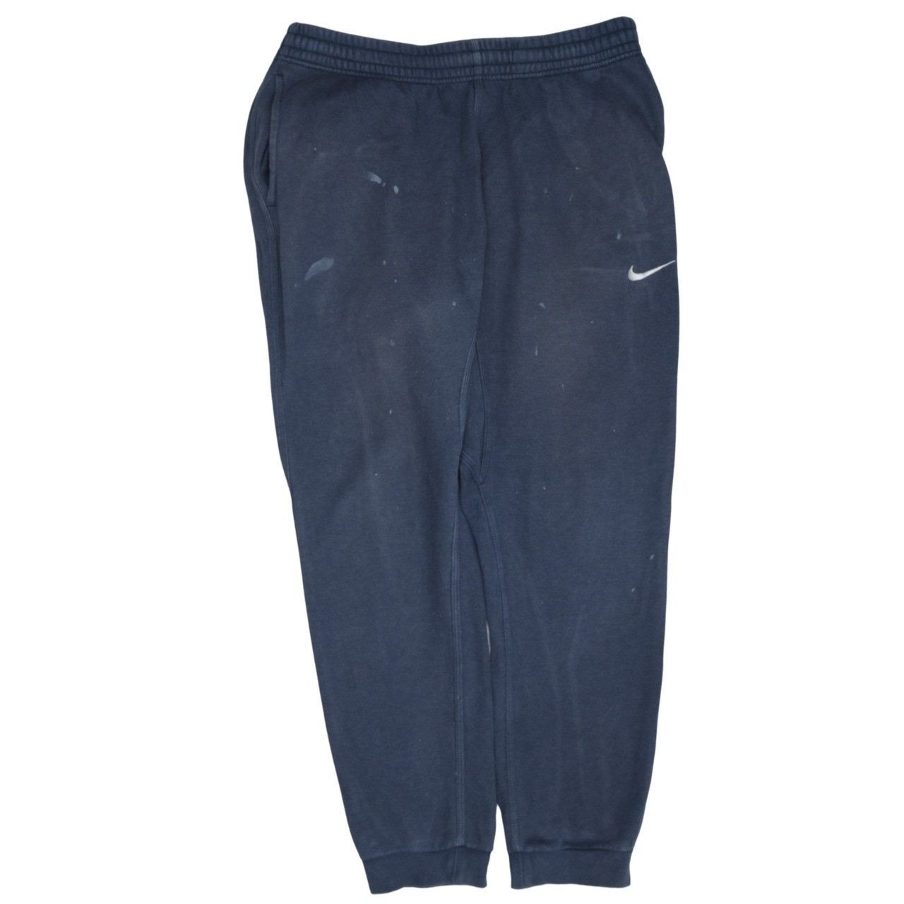Nike Mens Joggers Navy Blue Fleece Embroidered Swoosh Elastic Waist Cuffed L