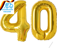 "Geburtstag Zahlen Luftballon 40 Jahre | Folienballon Gold- Folienballon In 40\"-1"