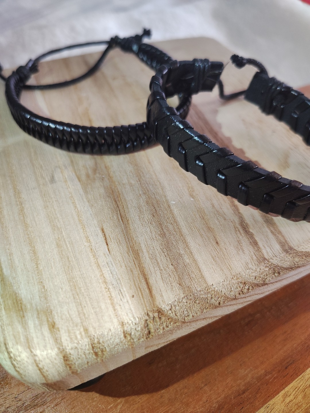 2 PC Braided Pull String Bracelets,  Leather Like… - image 2