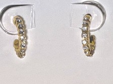 14K Gold Plated Earrings demi fine collection Small Hoops With Cubic Zirconia