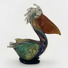 Vtg Hand Blown Art Glass Pelican 7”  Figurine Multicolor Murano-Style Decor EUC