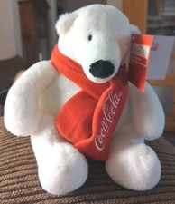 Coca Cola Polar Bear Coke 7" Plush Stuffed Animal w/ Red Scarf 2013 Holiday