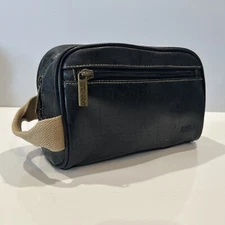 Kenneth Cole Reaction Travel Bag Black Leather Dopp Bag Toiletries Shaving Kit