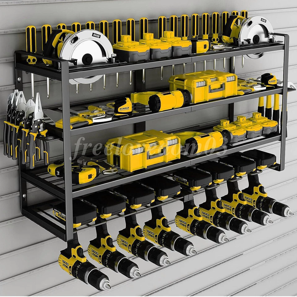 Heavy Duty Power Tool Organizer Drill 4-Layer Holder Wall Mount Storage Rack - Image 2 of 4