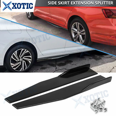 Universal Gloss Black Texture Rear Side Skirt Winglets Diffusers Extension 2pcs
