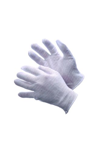 96 GLOVES LIGHT WEIGHT COTTON LISLE COIN SILVER JEWELRY INSPECTION GLOVES- LARGE - Afbeelding 1 van 1