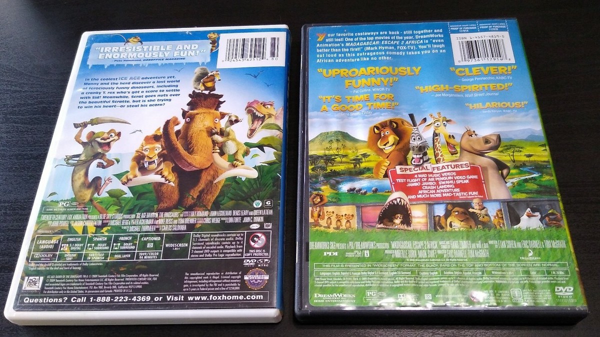Ice Age: Dawn of the Dinosaurs & Madagascar: Escape 2 Africa DVDs