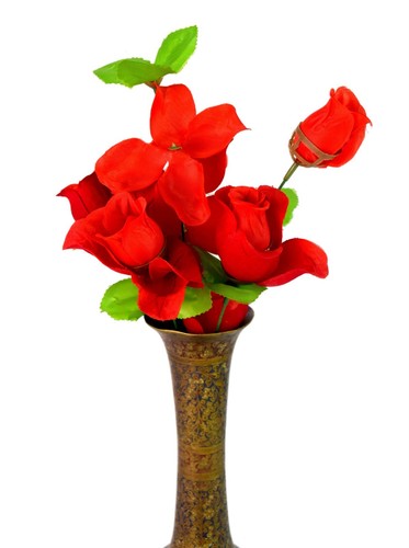 Antique Theme Decoration Rare Brass Enamel Work Flower Vase (Guldasta). G7-1030 - Picture 2 of 9