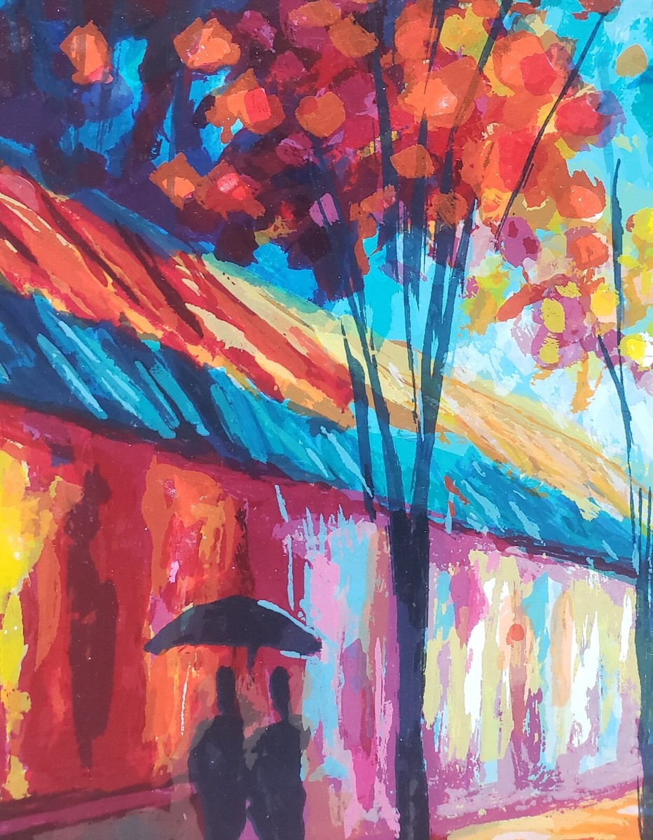 Slava Ilyayev Evening Promenade Hand Signed Colorful Art A.P.