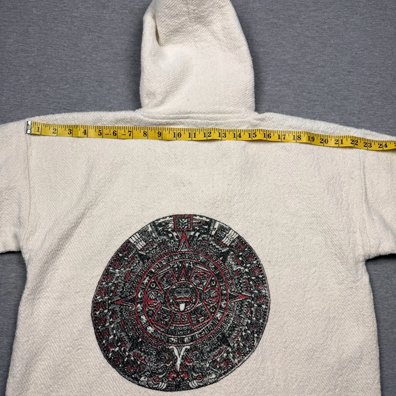 OFF WHITE Felpa con cappuccio pullover Cozumel Mexico donna XL cotone avorio grafica colorata pesante