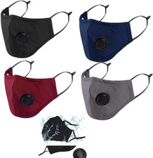 COTTON FACE MASK WITH FILTER AIR VALVE WASHABLE REUSABLE BREATHABLE 