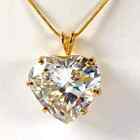 Pendant Yellow Gold Finish With Chain 5 Ct Heart Shape White Diamond Solitaire