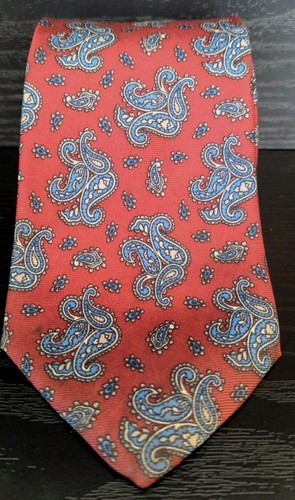 Corbata para hombre Don Loper Beverly Hills años 70 100 % seda italiana rojo cachemira 56"