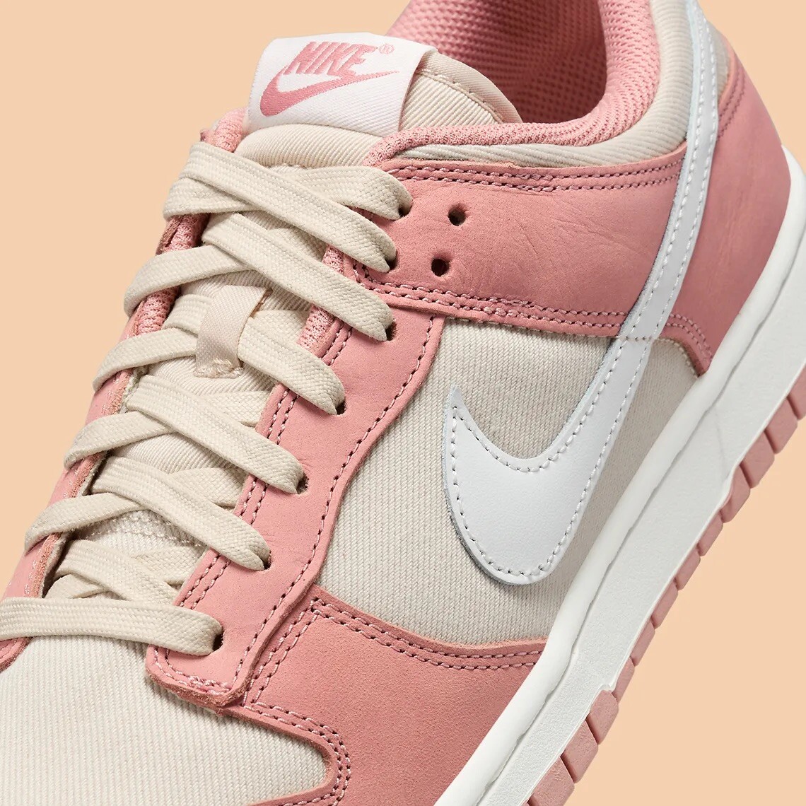 Nike Dunk Low Retro PRM Shoes Red Stardust Pink White Tan  display picture 1