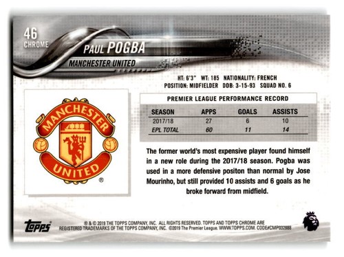 2018-19 Topps Chrome Premier League Soccer Base- Pick Your Card - Picture 91 of 195