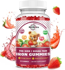 Iron Supplement Gummies for Kids - with Calcium, Zinc, Kids Multivitamin with Ir