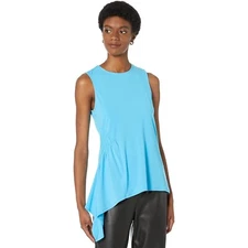 H by Halston Turquoise Asymmetrical Side Smocked Tank Top Size Medium NWT